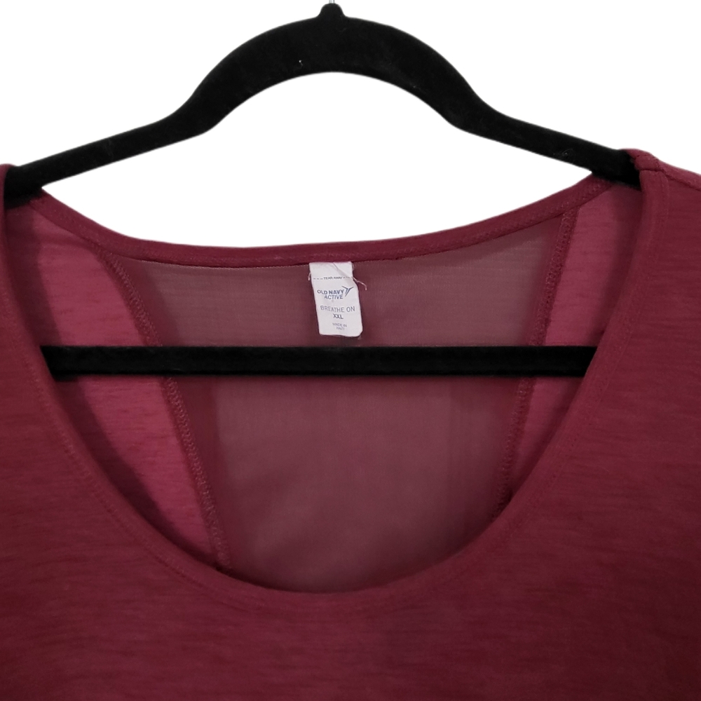 🌿Old Navy Active Women's XXL Maroon Althetic Top with Back Mesh Panel Top - Picture 5 of 10